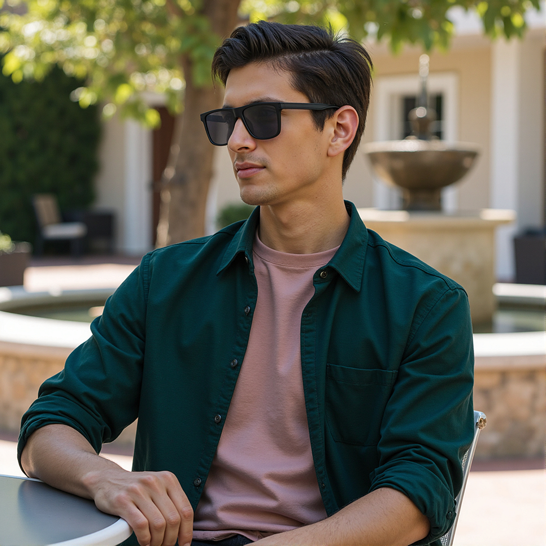 Vincent Chase Polarized Black Full Rim Rectangle left side