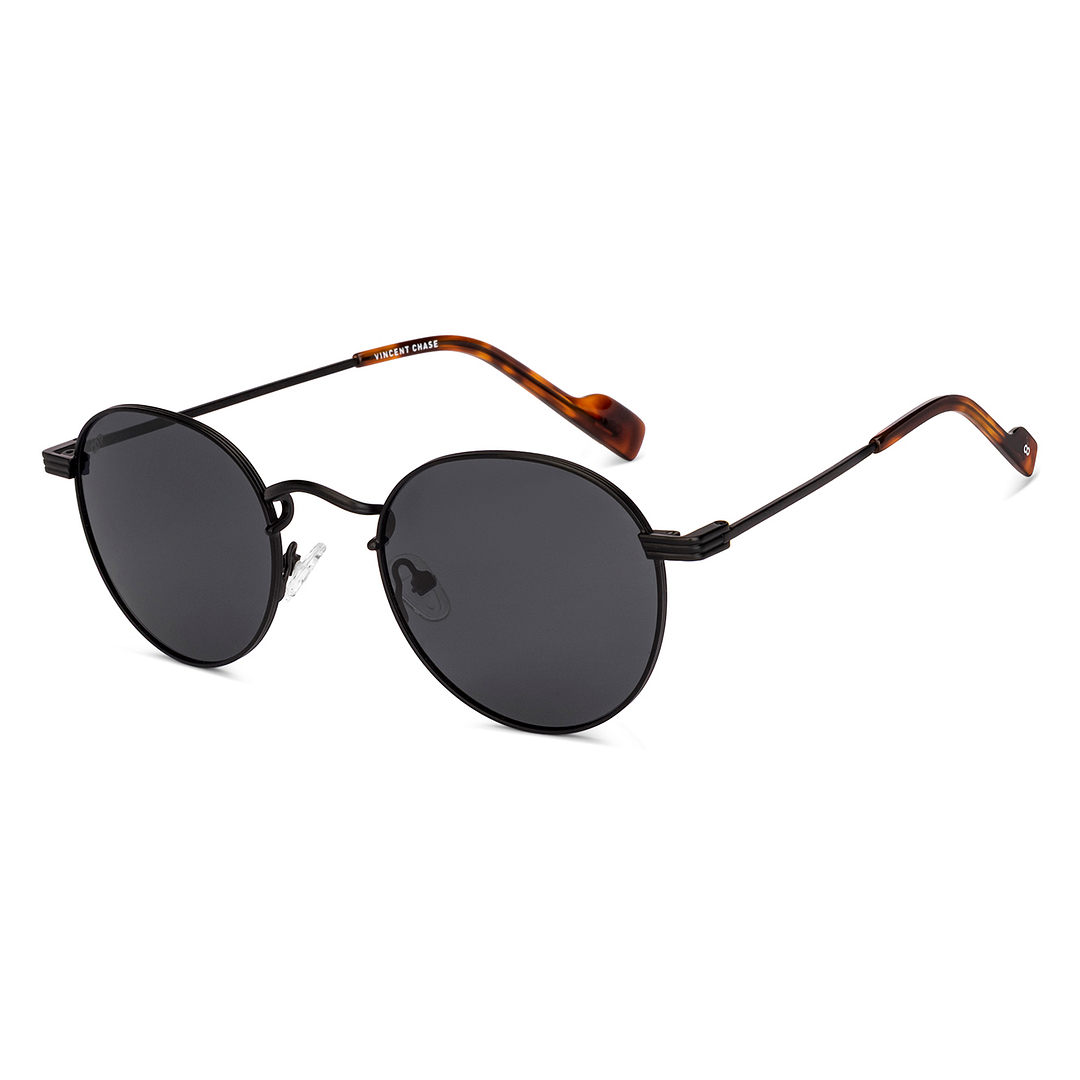 Buy Grey Black Round Vincent Chase Polarized Sun Metal VC S15398