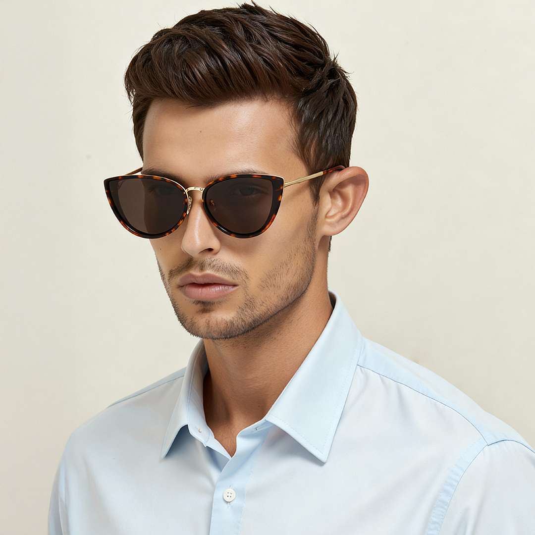 Grey Demi Gold Full Rim Cat Eye Vincent Chase Polarized Sun Metal