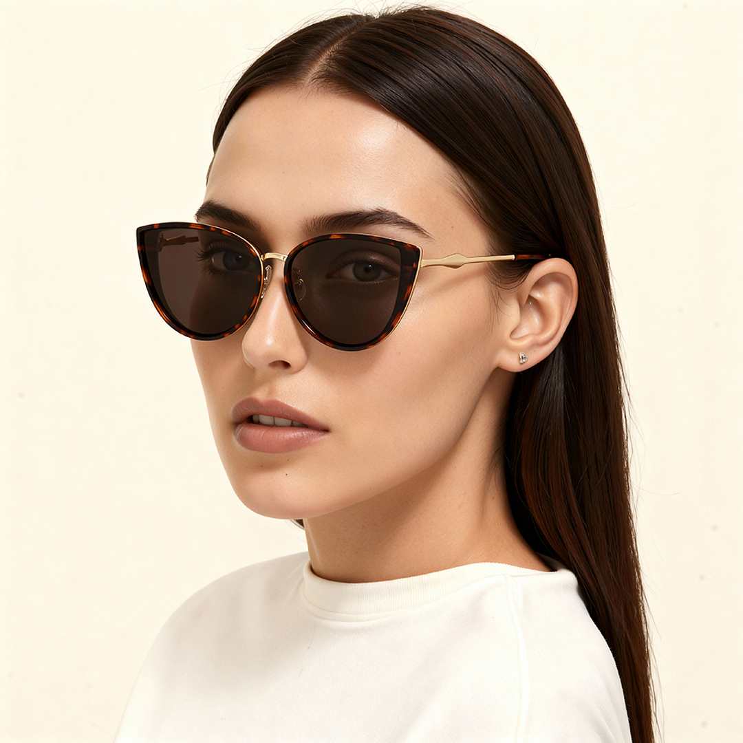 Grey Demi Gold Full Rim Cat Eye Vincent Chase Polarized Sun Metal