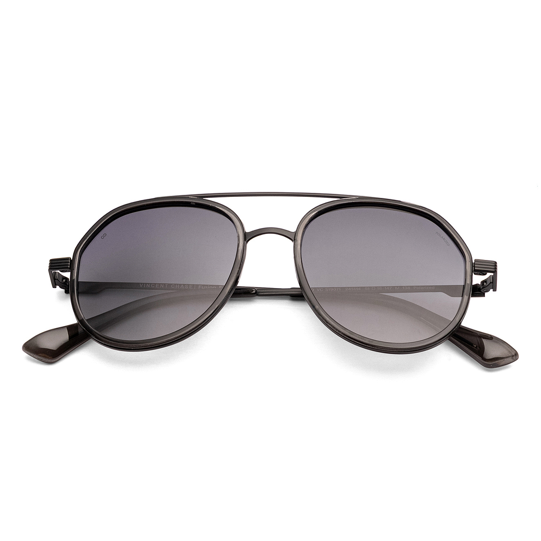 Grey Gradient Full Rim Geometric Vincent Chase Polarized Metal VC