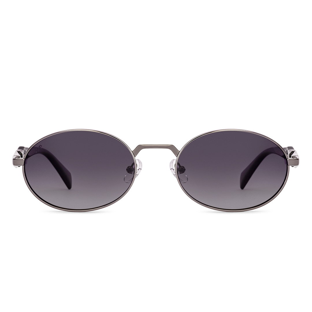 Grey Gradient Gunmetal Full Rim Oval Vincent Chase Polarized Metal