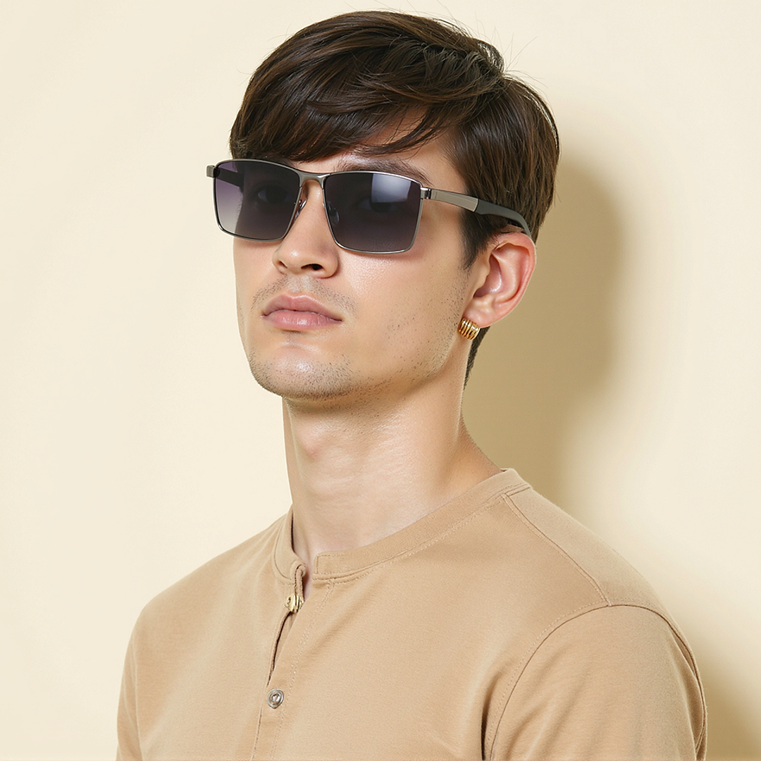 Grey Gunmetal Full Rim Rectangle Vincent Chase VC Sun Metal VC