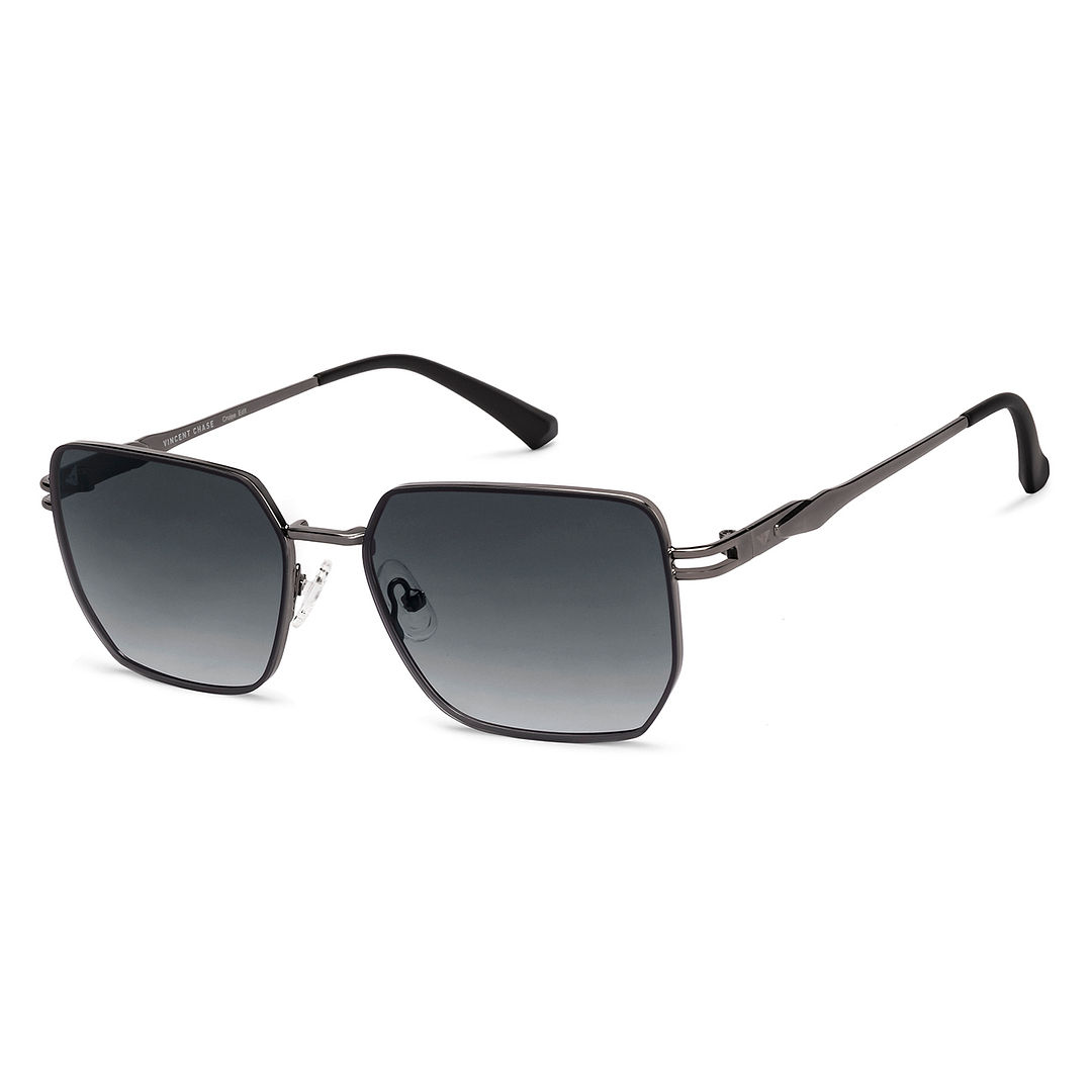Vincent Chase Gunmetal Rimless Rectangle left side