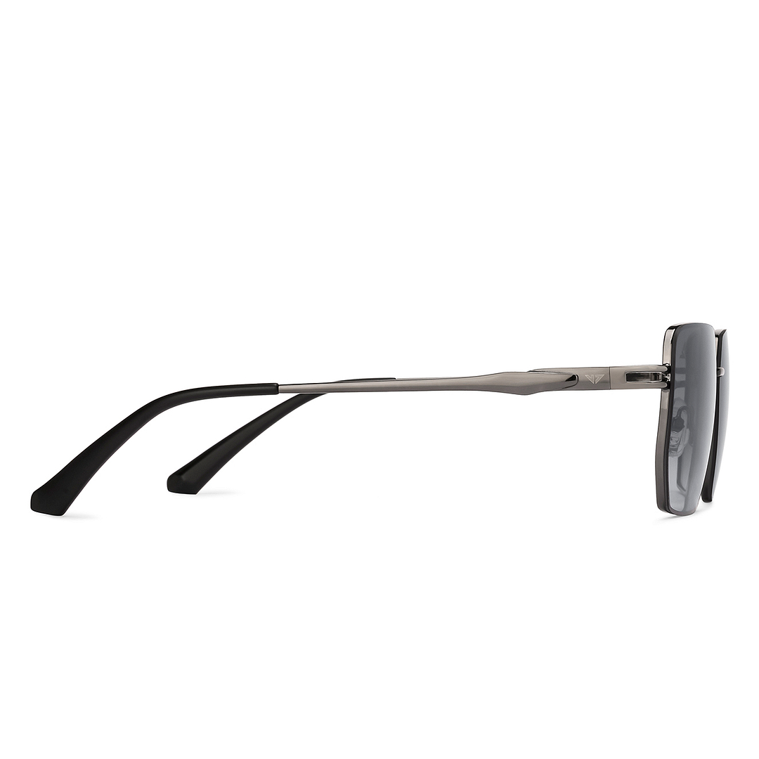 Vincent Chase Gunmetal Rimless Rectangle left side