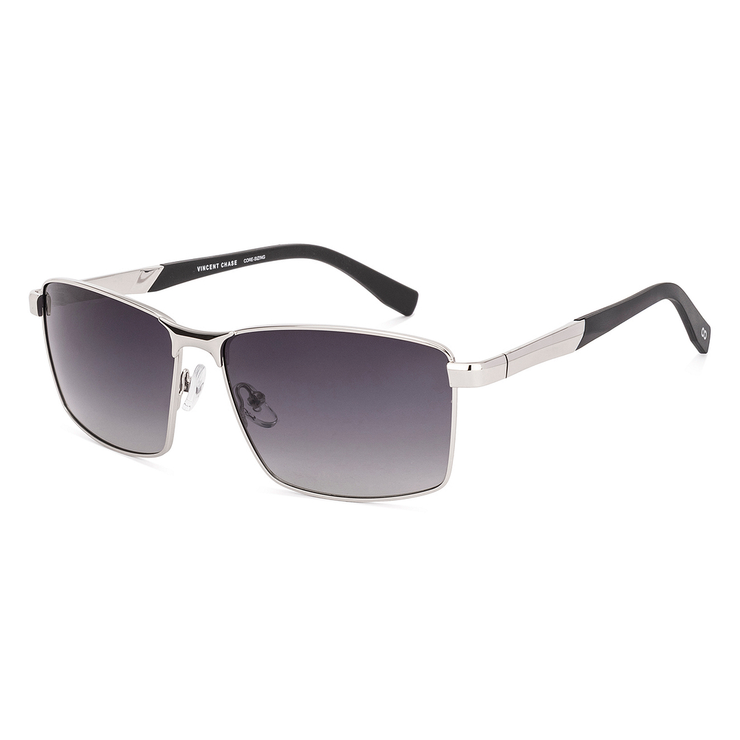 『HAMI VEN BLACK×SILVER』 Buy Grey Gradient Silver Full Rim Rectangle Vincent Chase