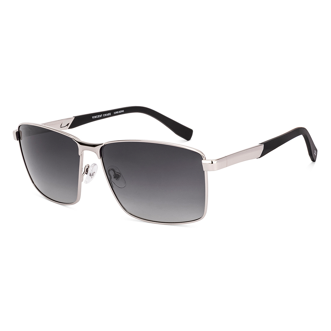 Buy Grey Gradient Silver Full Rim Rectangle Vincent Chase