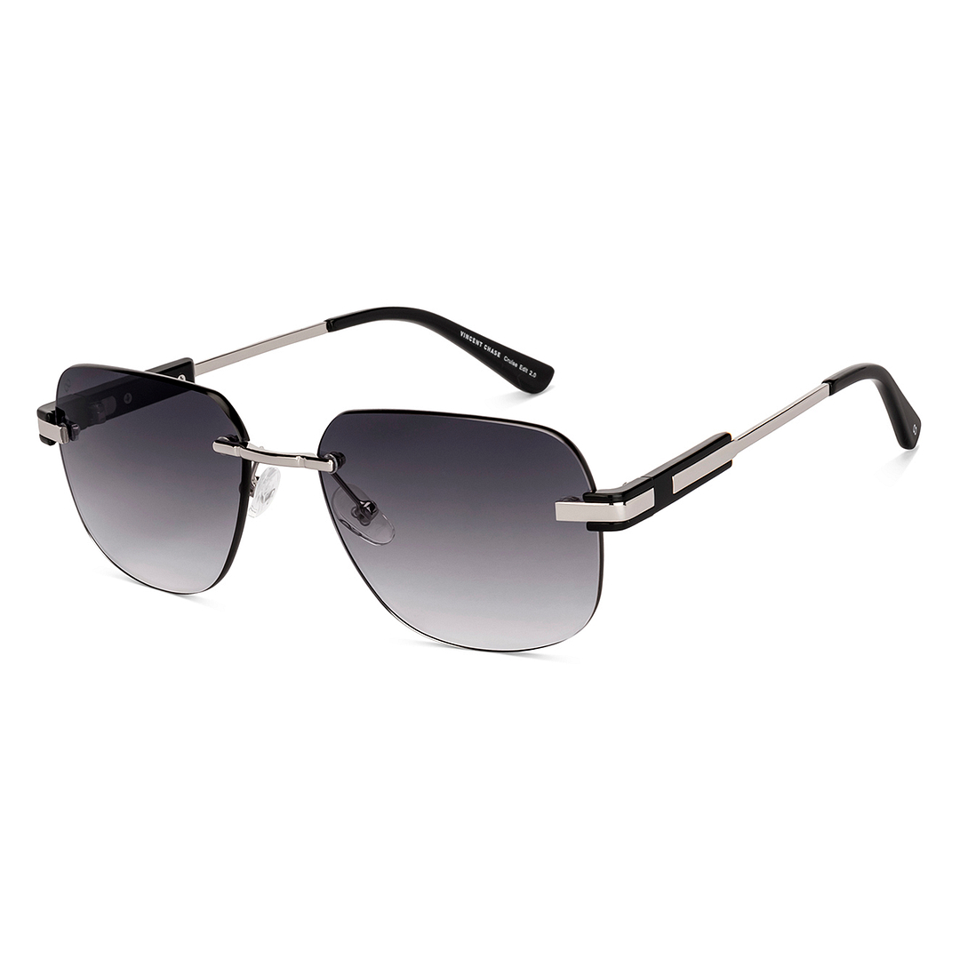 Grey Silver Rimless Square Vincent Chase VC Sun Metal VCS000338