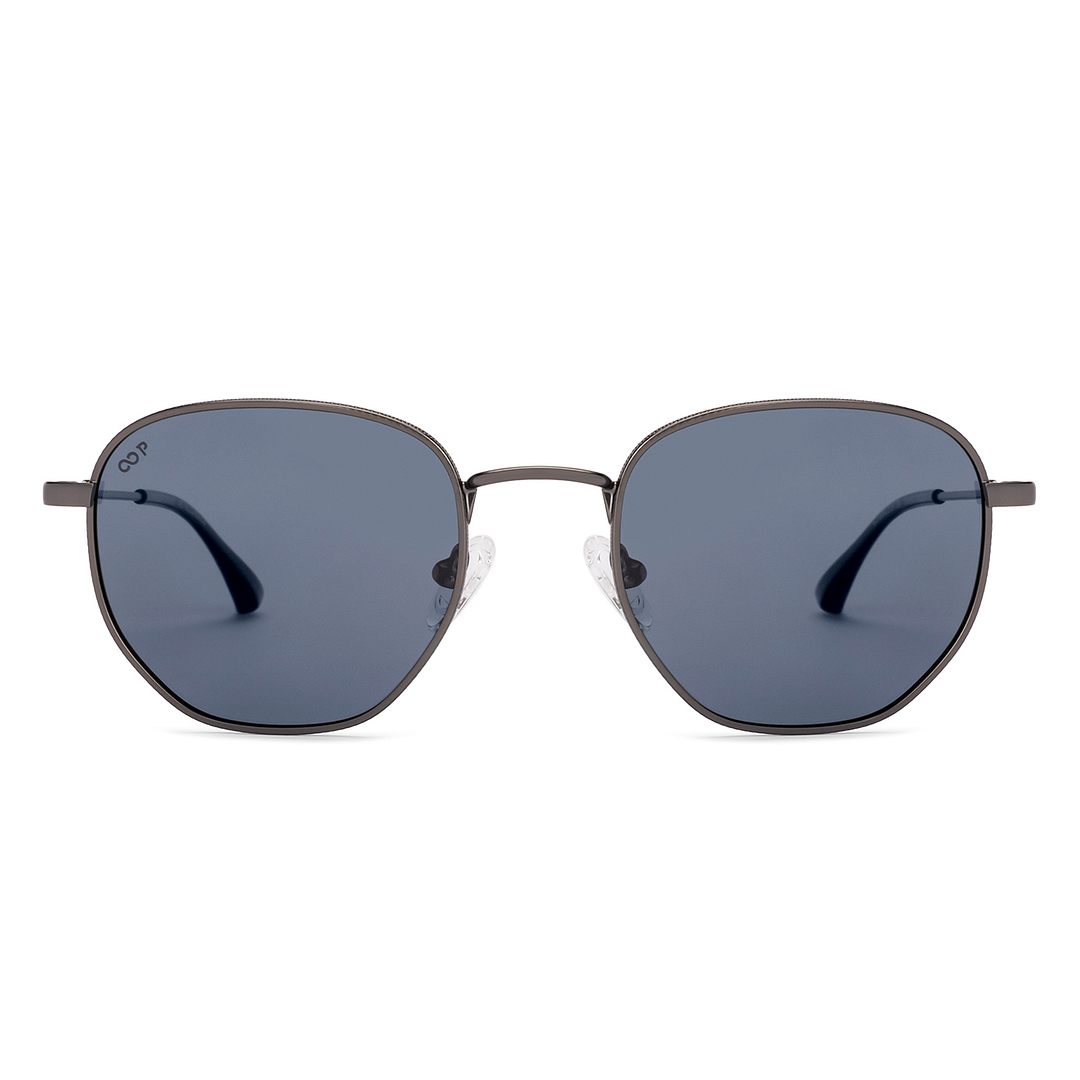 Buy Grey Gunmetal Full Rim Geometric Vincent Chase Polarized METAL