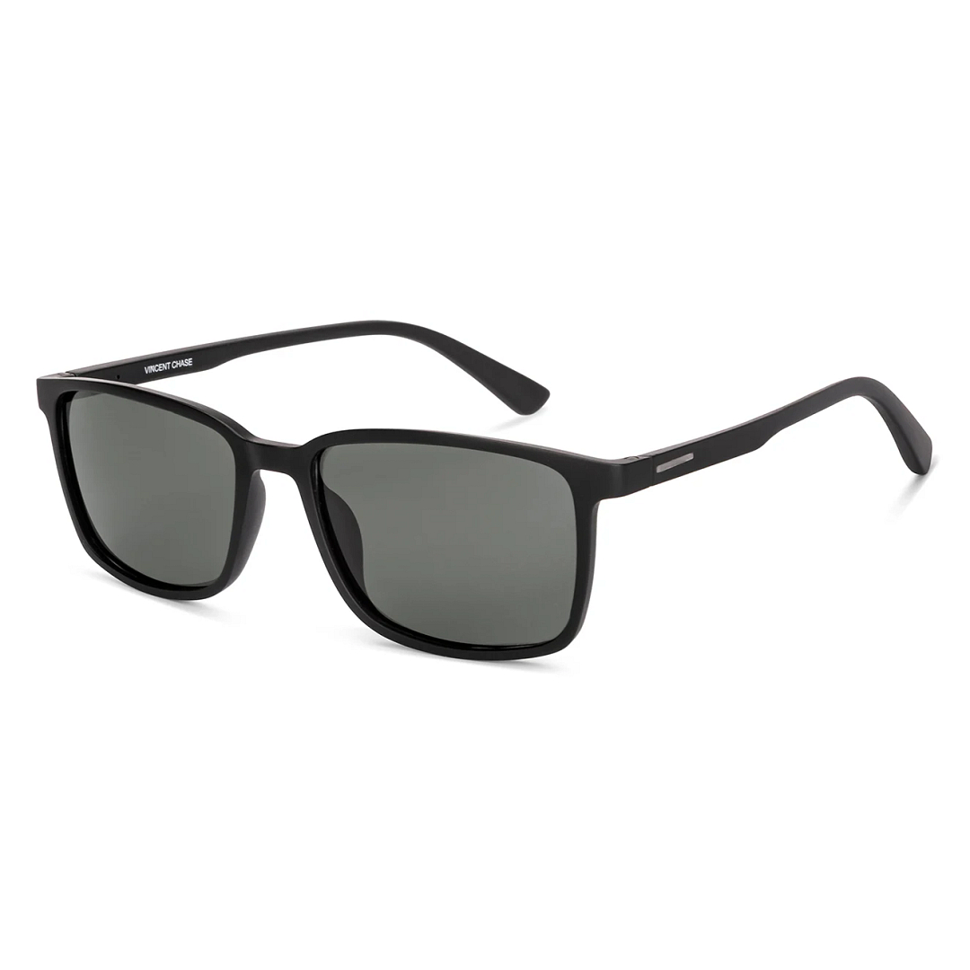 Green Matte Black Full Rim Rectangle Vincent Chase VC Sun Non