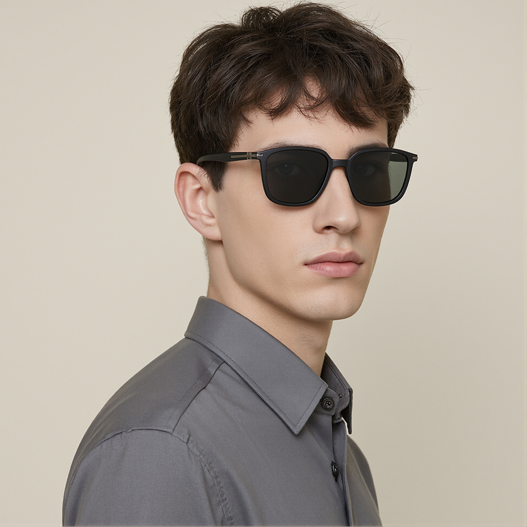 Vincent Chase Polarized Black Full Rim Square left side