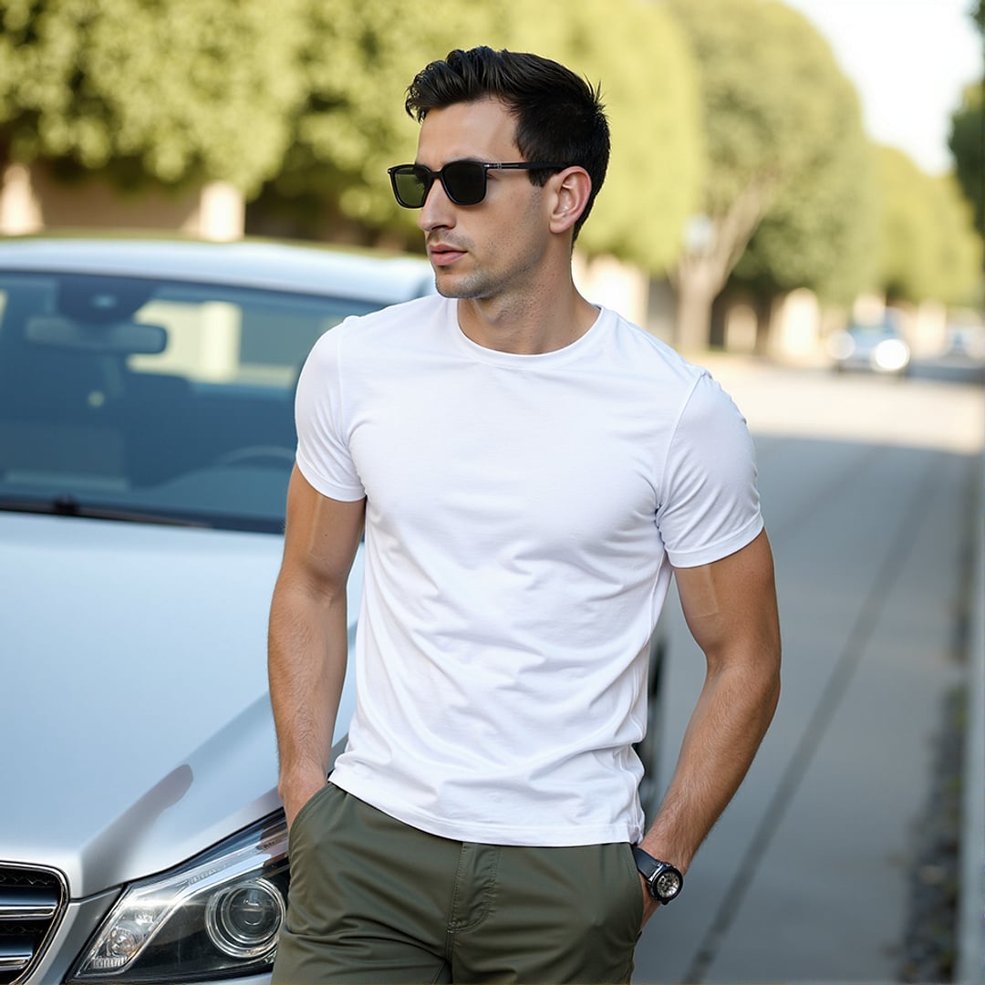 Vincent Chase Polarized Black Full Rim Square left side