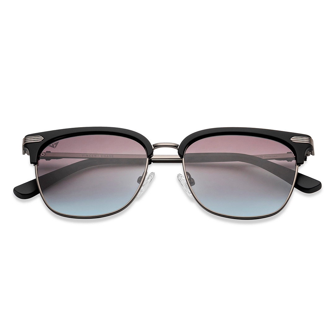 Vincent Chase Polarized Gunmetal Full Rim Clubmaster left side