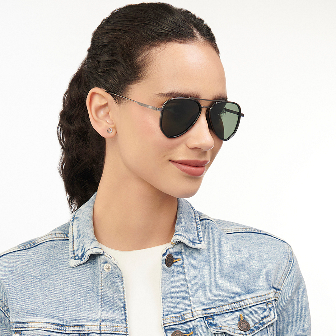 Vincent Chase Polarized Gunmetal Full Rim Aviator left side