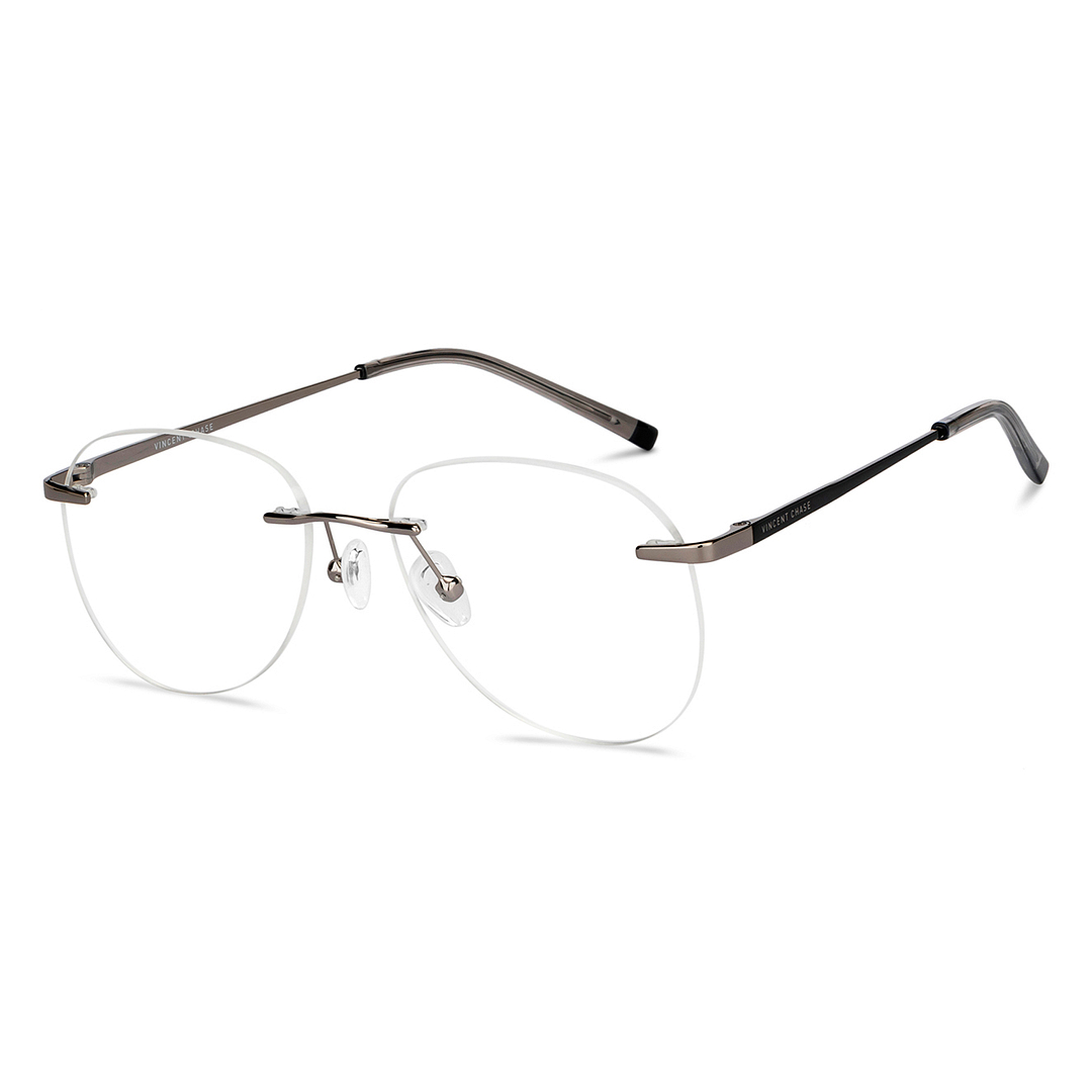 Vincent Chase Online Mid Gunmetal Rimless Aviator right side