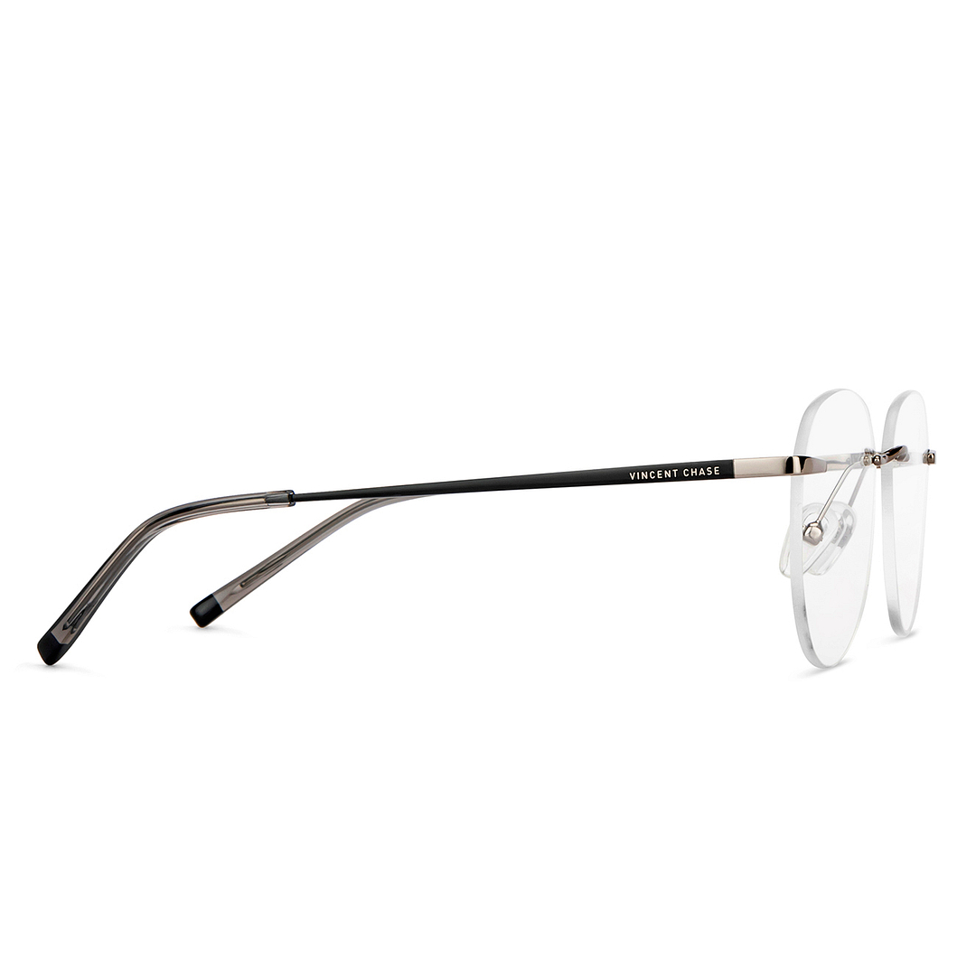 Vincent Chase Online Mid Gunmetal Rimless Aviator left side