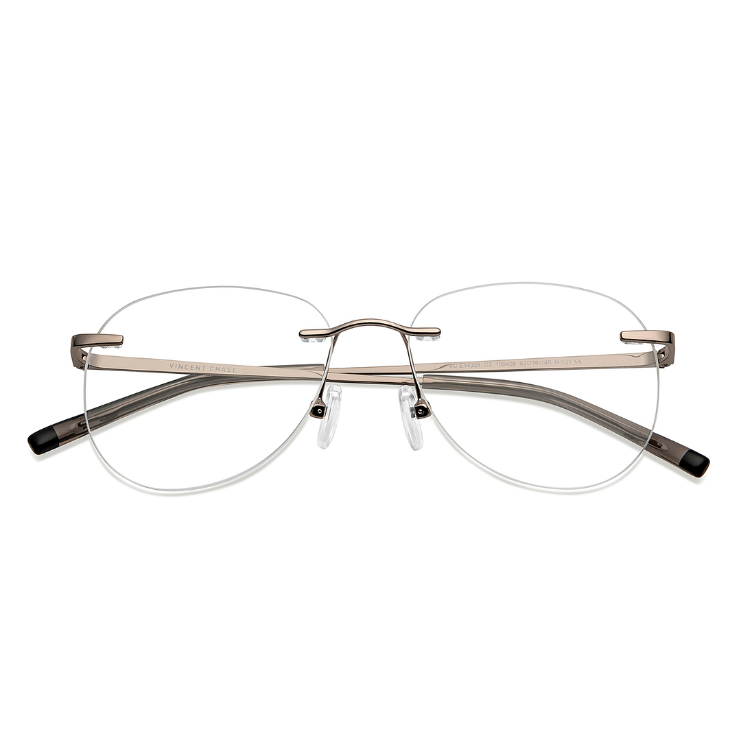 Vincent Chase Online Mid Gunmetal Rimless Aviator left side