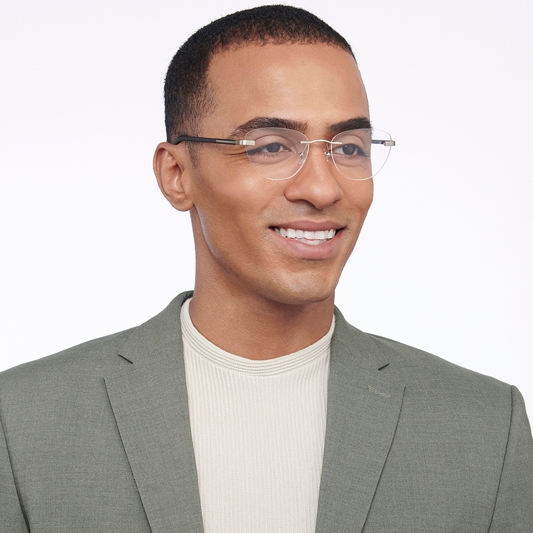 Vincent Chase Online Mid Gunmetal Rimless Cat Eye right side