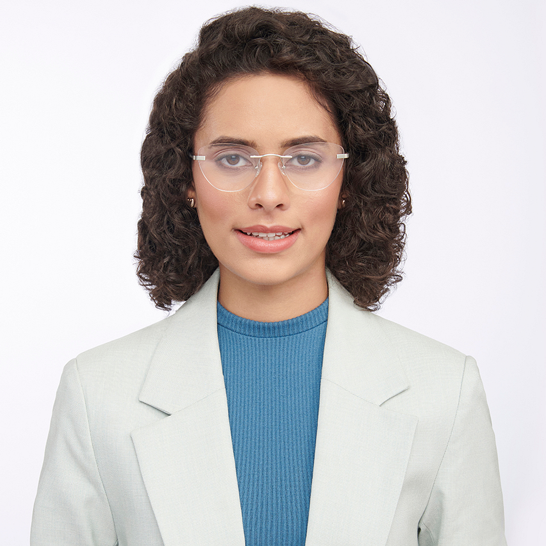 Vincent Chase Online Mid Gunmetal Rimless Cat Eye left side