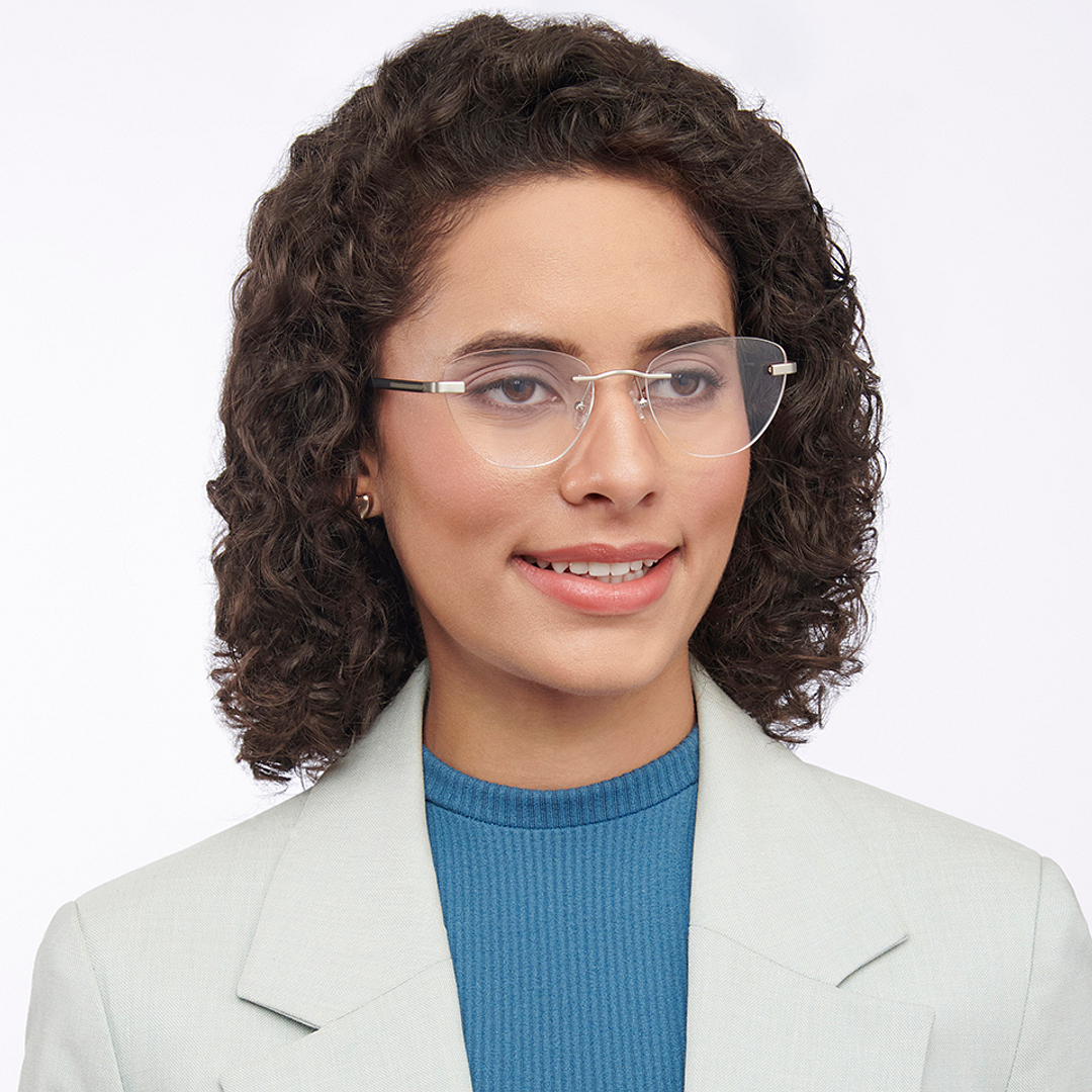 Vincent Chase Online Mid Gunmetal Rimless Cat Eye right side