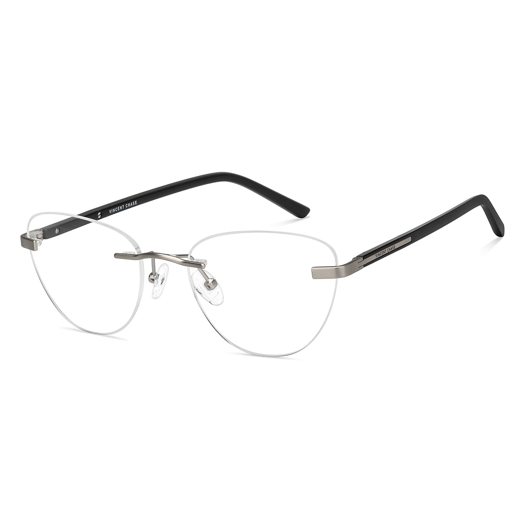 Vincent Chase Online Mid Gunmetal Rimless Cat Eye right side