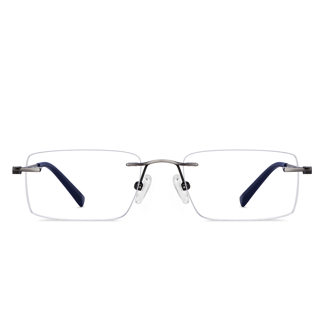 Vincent Chase Online Mid Gunmetal Rimless Rectangle left side