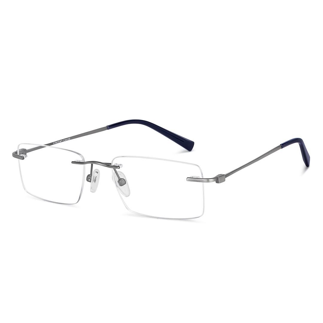 Vincent Chase Online Mid Gunmetal Rimless Rectangle right side