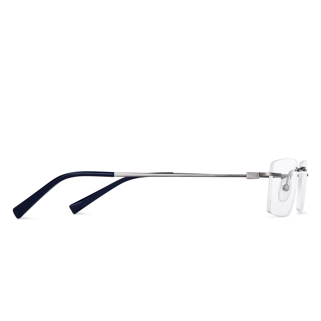 Vincent Chase Online Mid Gunmetal Rimless Rectangle left side