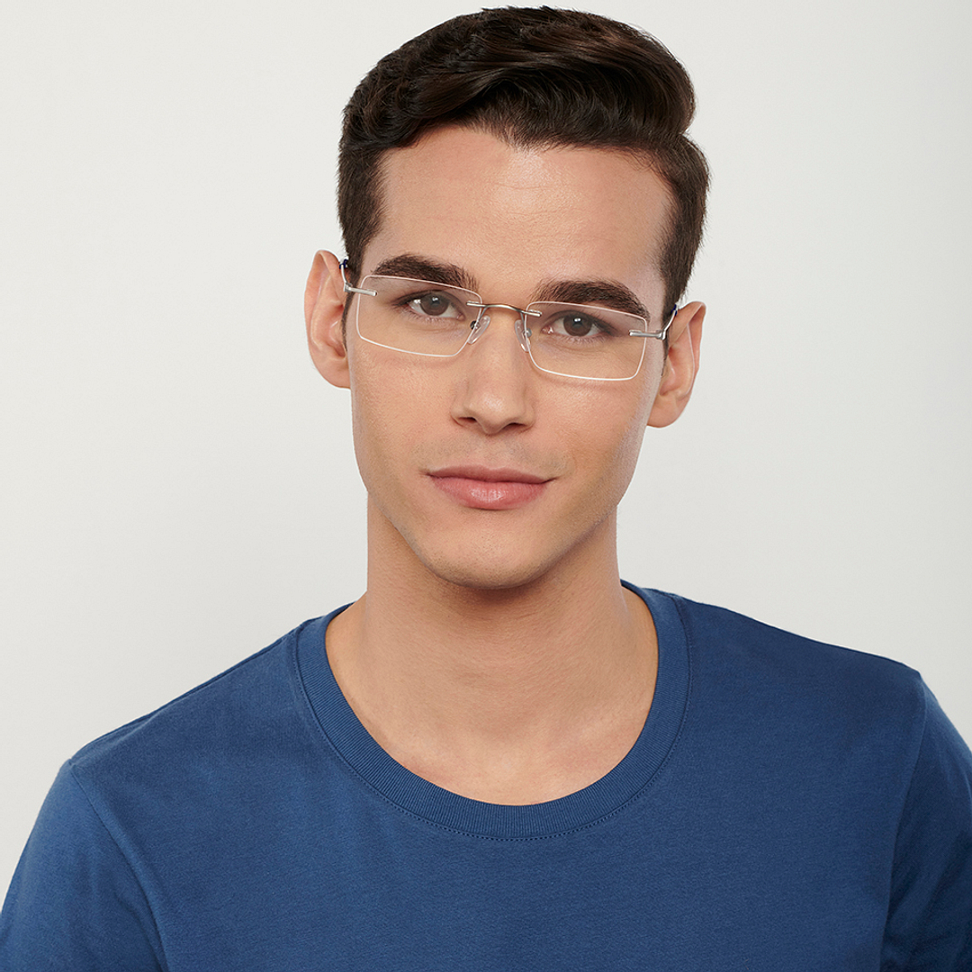 Vincent Chase Online Mid Gunmetal Rimless Rectangle left side