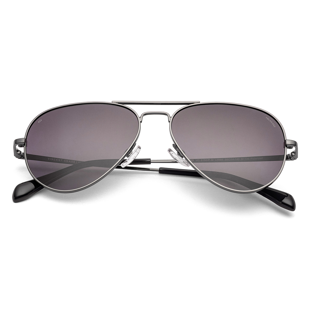 Vincent Chase Polarized Gunmetal Full Rim Aviator left side