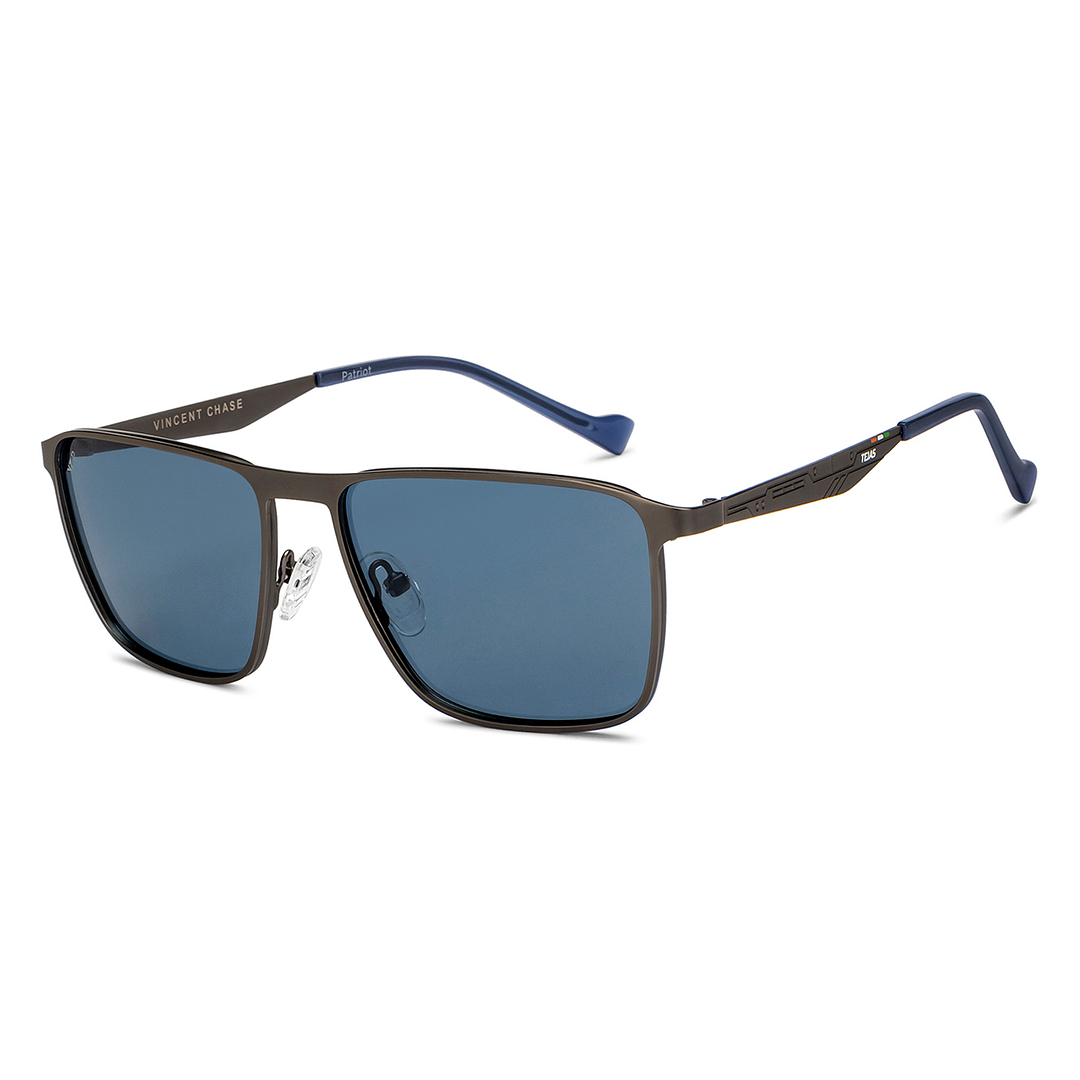 Blue Gunmetal Navy Blue Full Rim Rectangle Vincent Chase VC Sun