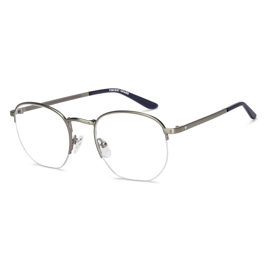 Buy Gunmetal Blue Half Rim Geometric Vincent Chase SLEEK STEEL VC