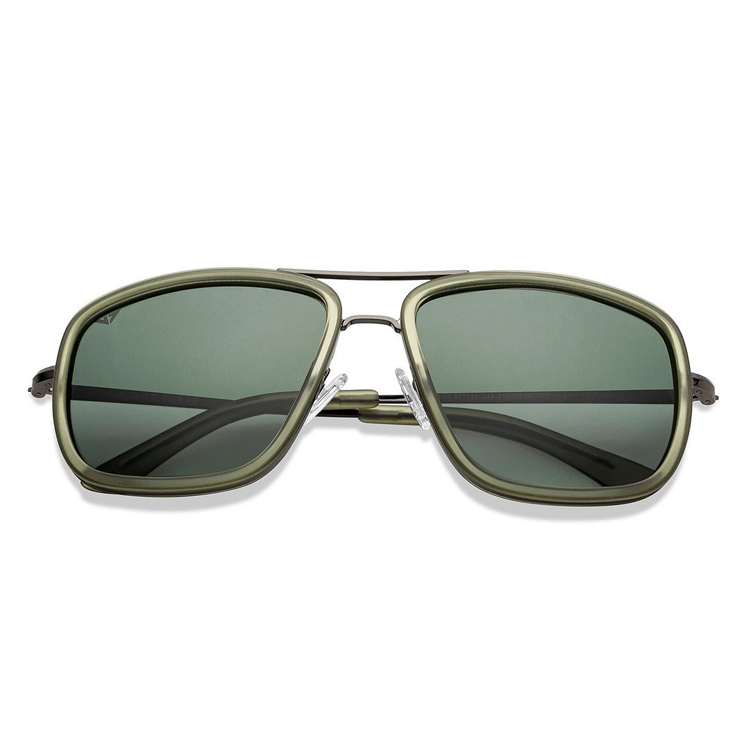 Buy Gunmetal Green Full Rim Rectangle Square Vincent Chase