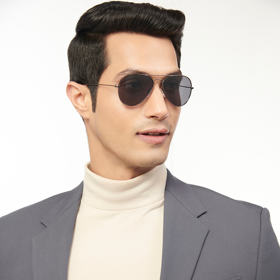 Vincent Chase Online Gunmetal Full Rim Aviator left side