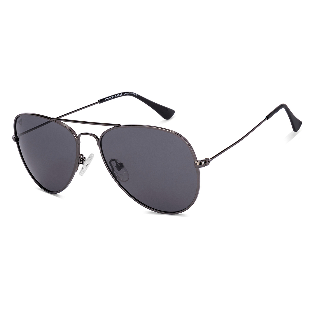 Vincent Chase Online Gunmetal Full Rim Aviator left side