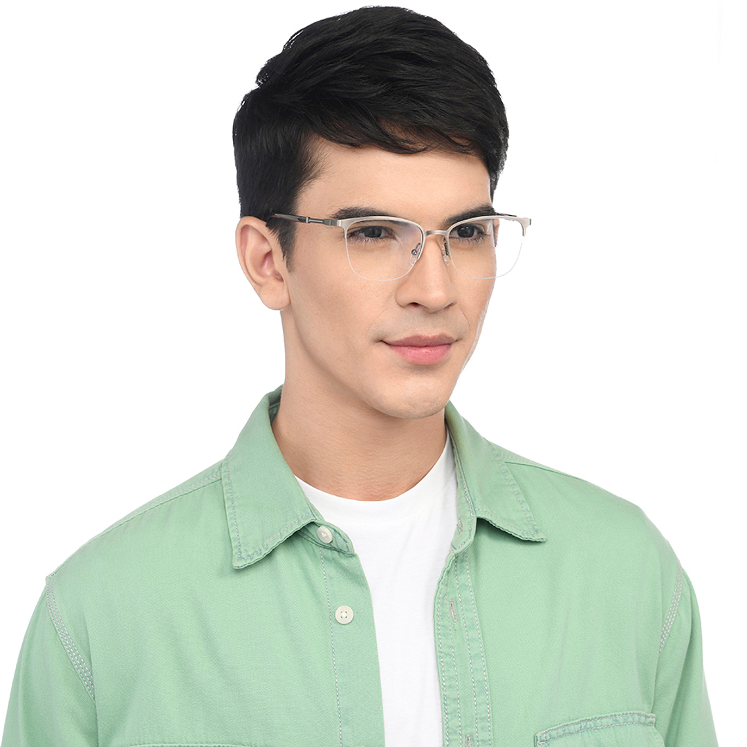 Vincent Chase Online Mid Gunmetal Half Rim Square left side