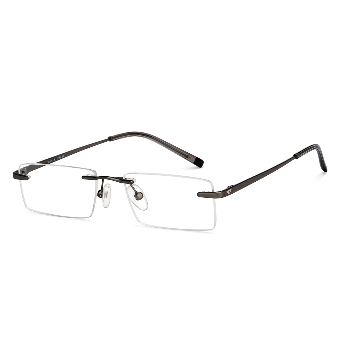 Vincent Chase Online Mid Gunmetal Rimless Rectangle right side