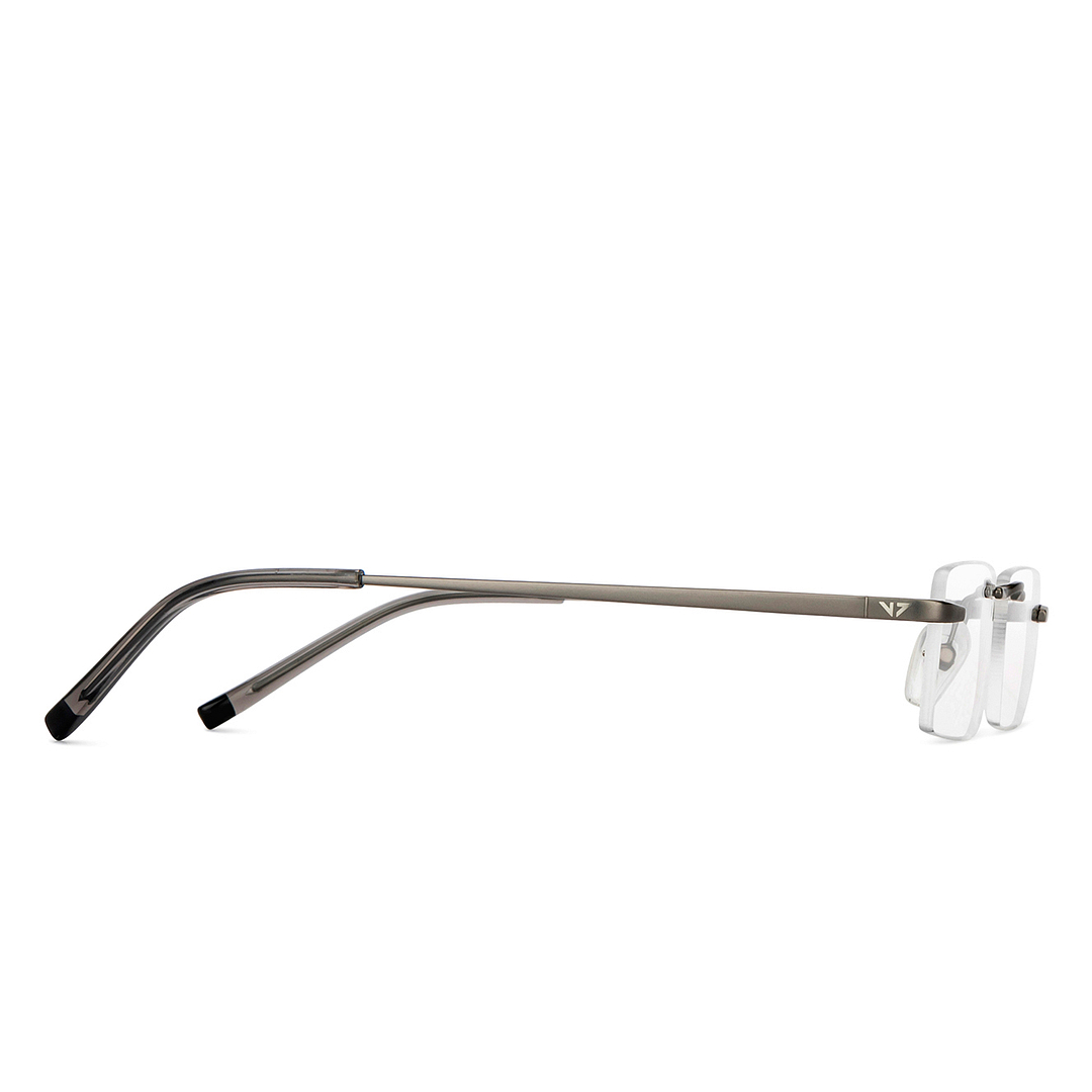 Vincent Chase Online Mid Gunmetal Rimless Rectangle left side