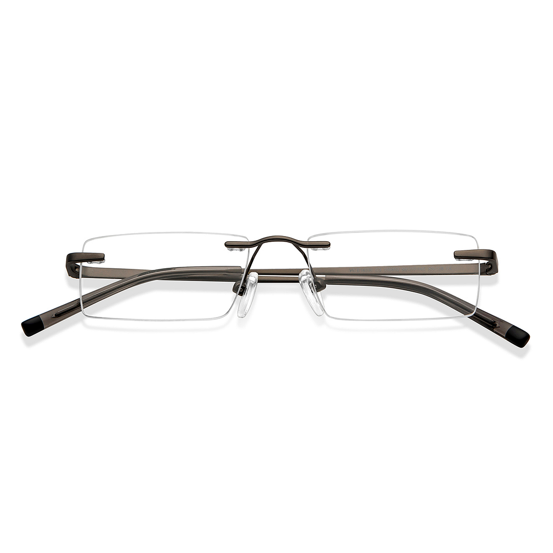 Vincent Chase Online Mid Gunmetal Rimless Rectangle left side