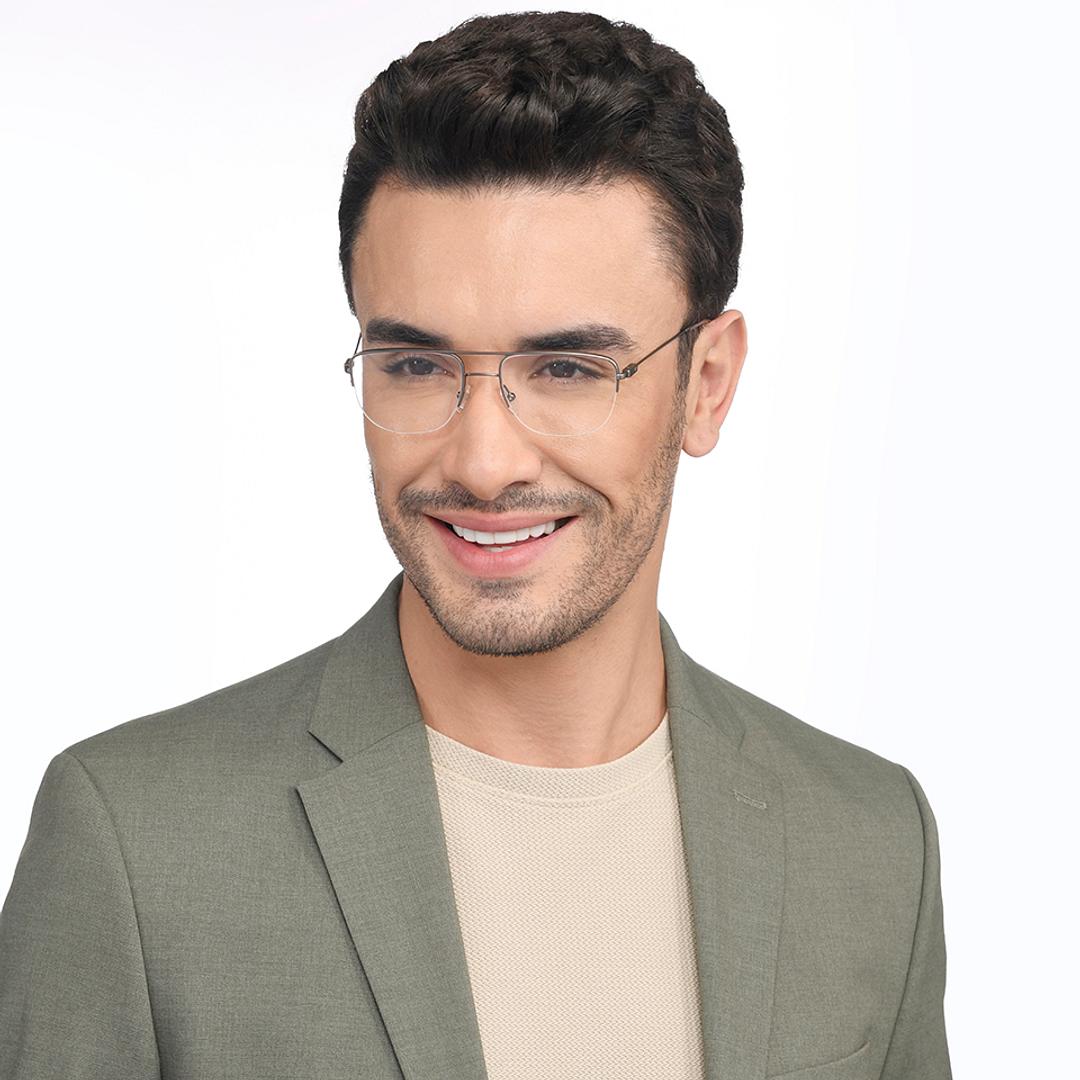 Vincent Chase Online Mid Gunmetal Half Rim Aviator left side