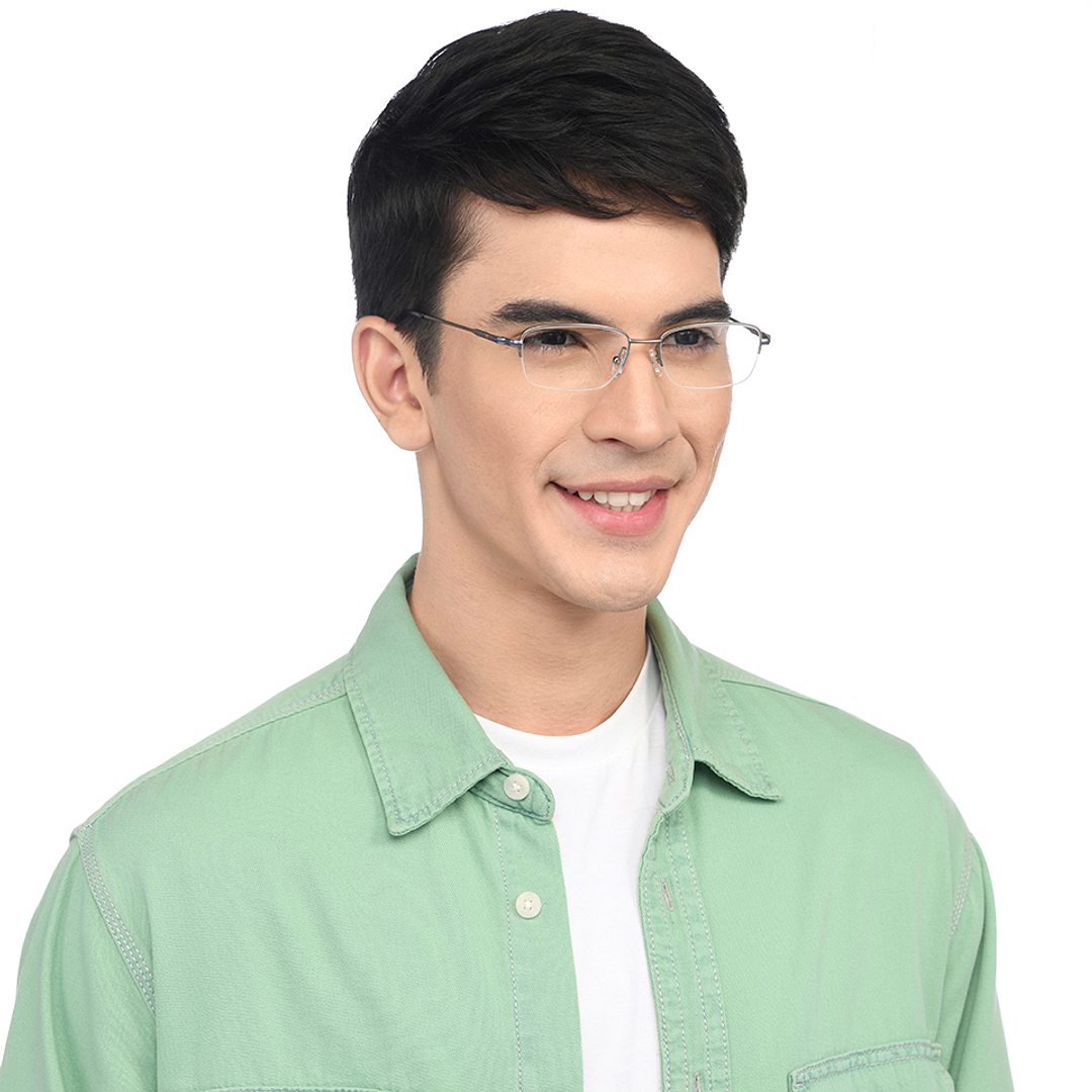 Vincent Chase Online Mid Gunmetal Half Rim Rectangle left side