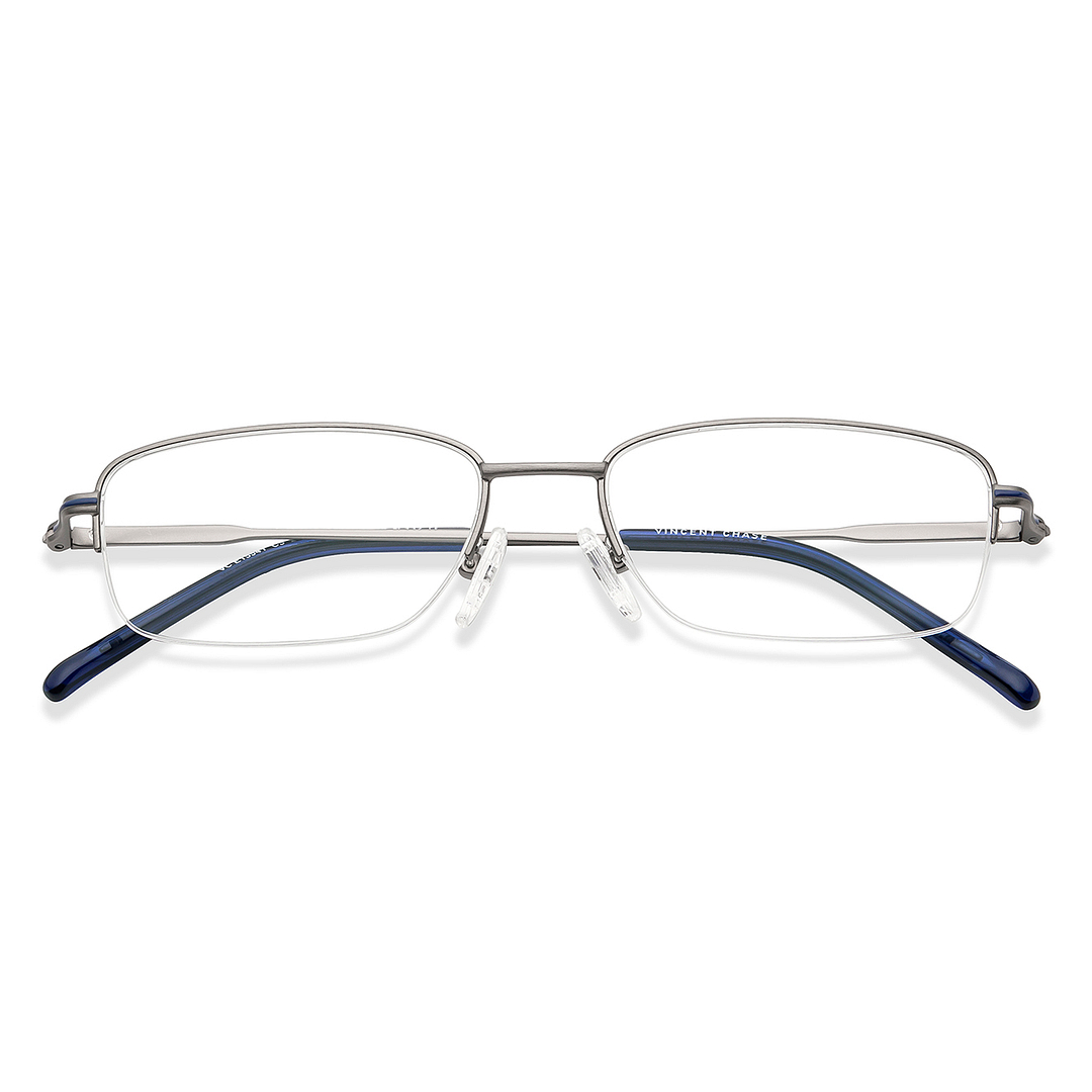 Vincent Chase Online Mid Gunmetal Half Rim Rectangle left side