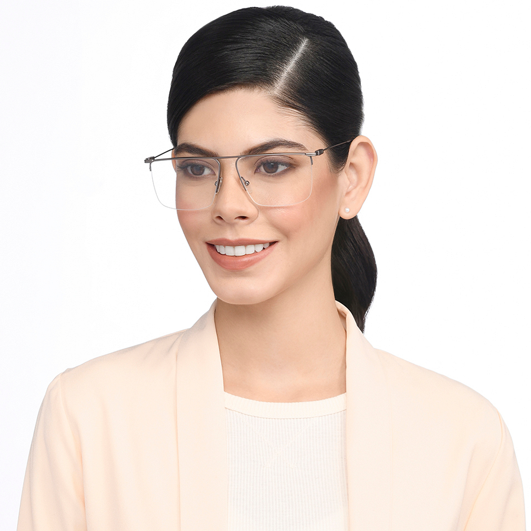 Vincent Chase Online Mid Gunmetal Half Rim Square left side