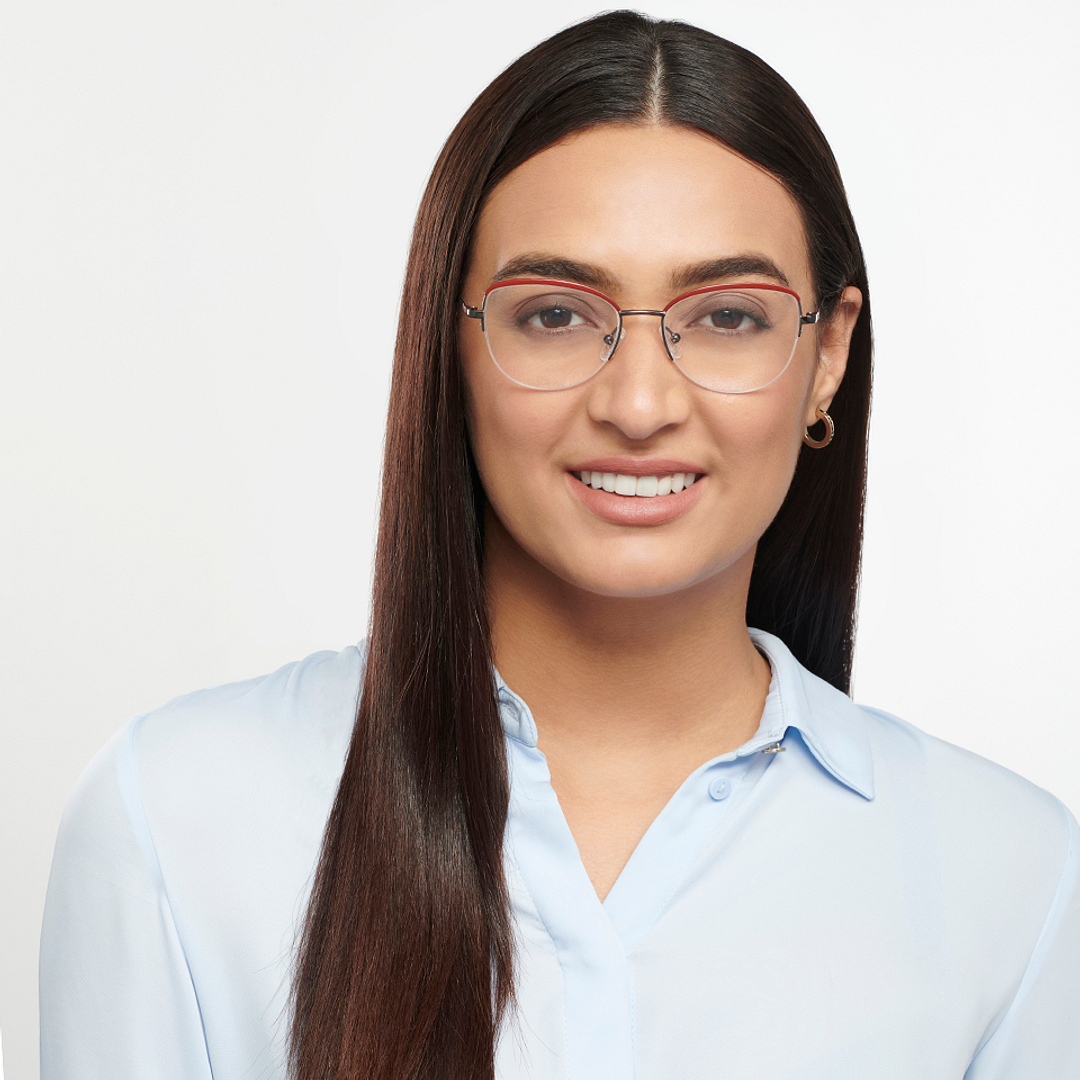 Vincent Chase Online Mid Gunmetal Half Rim Cat Eye left side