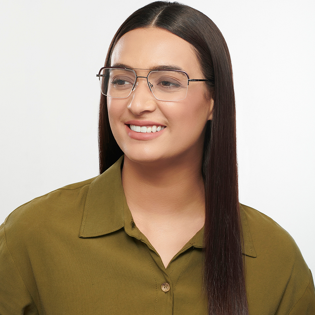 Vincent Chase Online Mid Gunmetal Half Rim Square left side