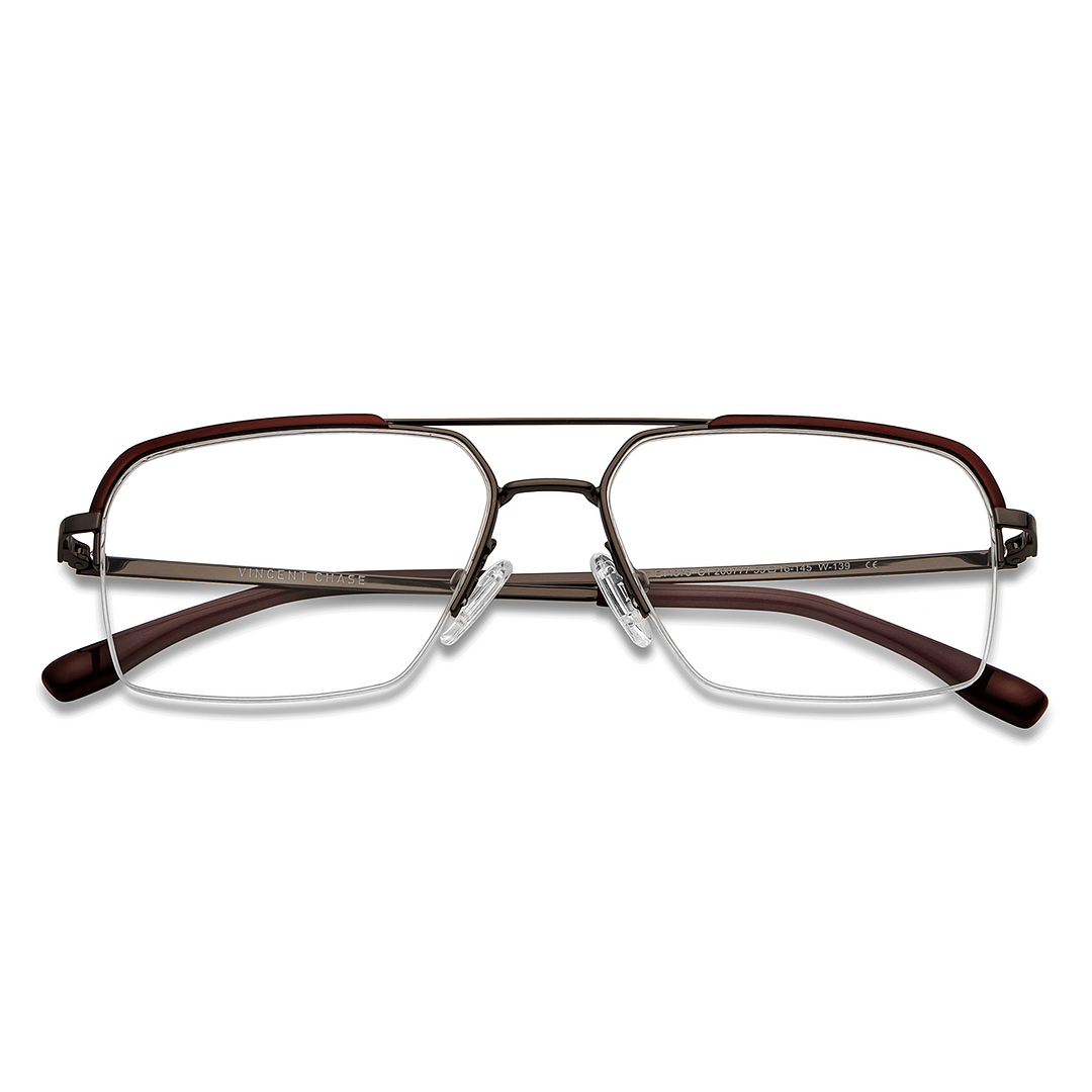 Vincent Chase Online Mid Gunmetal Half Rim Square left side