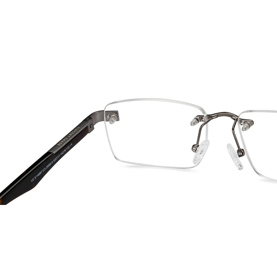 Vincent Chase Online Mid Gunmetal Rimless Rectangle right side