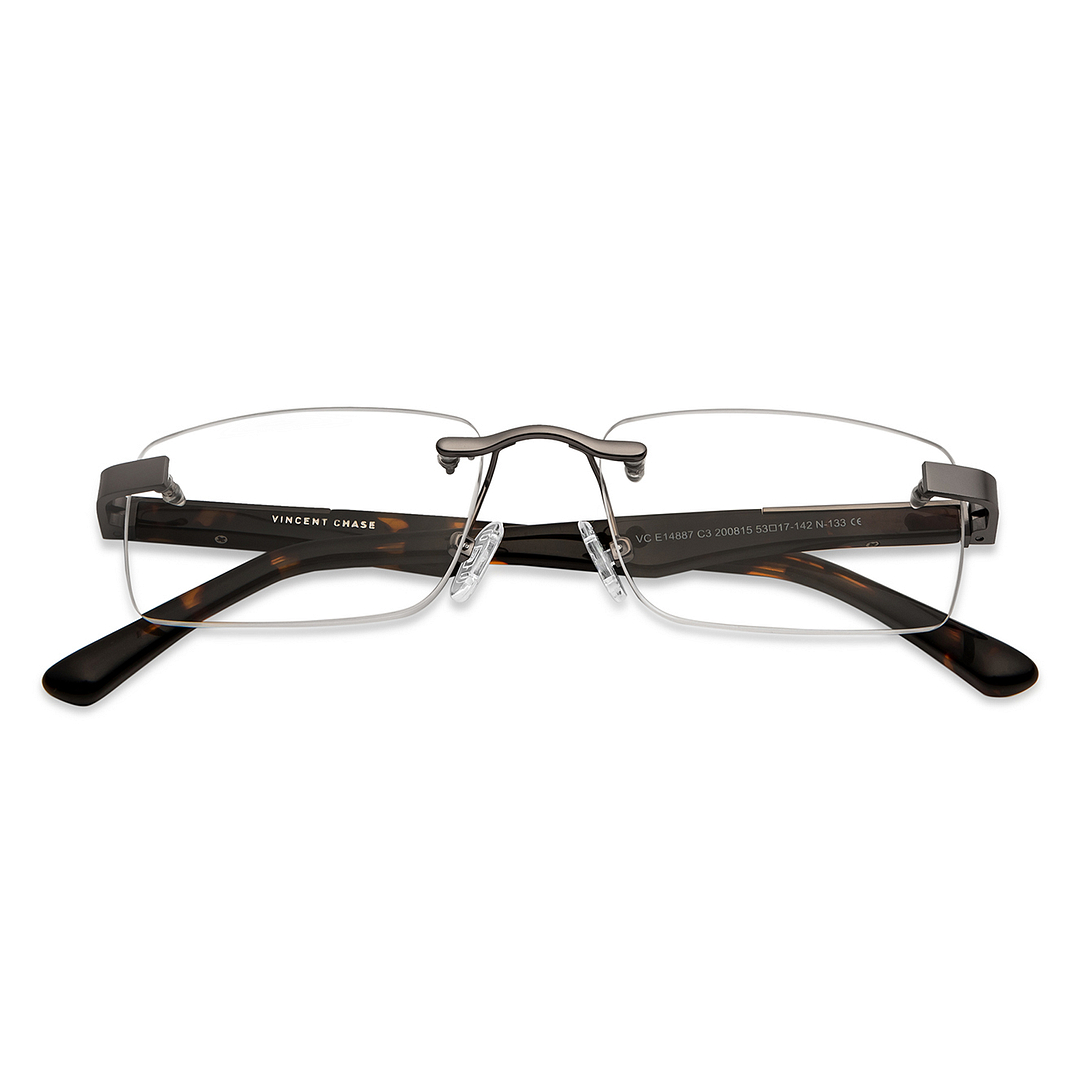 Vincent Chase Online Mid Gunmetal Rimless Rectangle left side