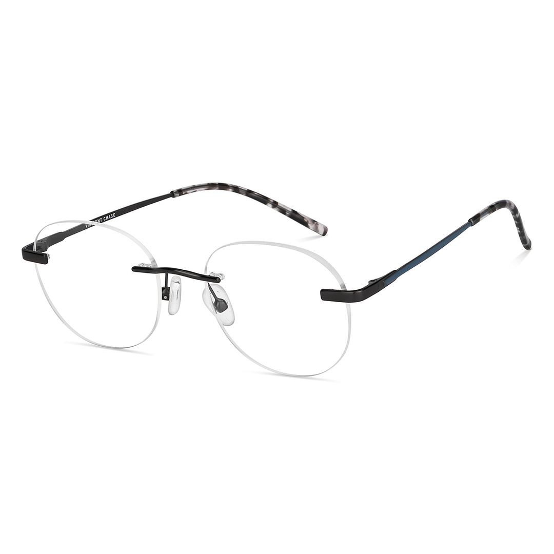Vincent Chase Online Mid Gunmetal Rimless Round left side
