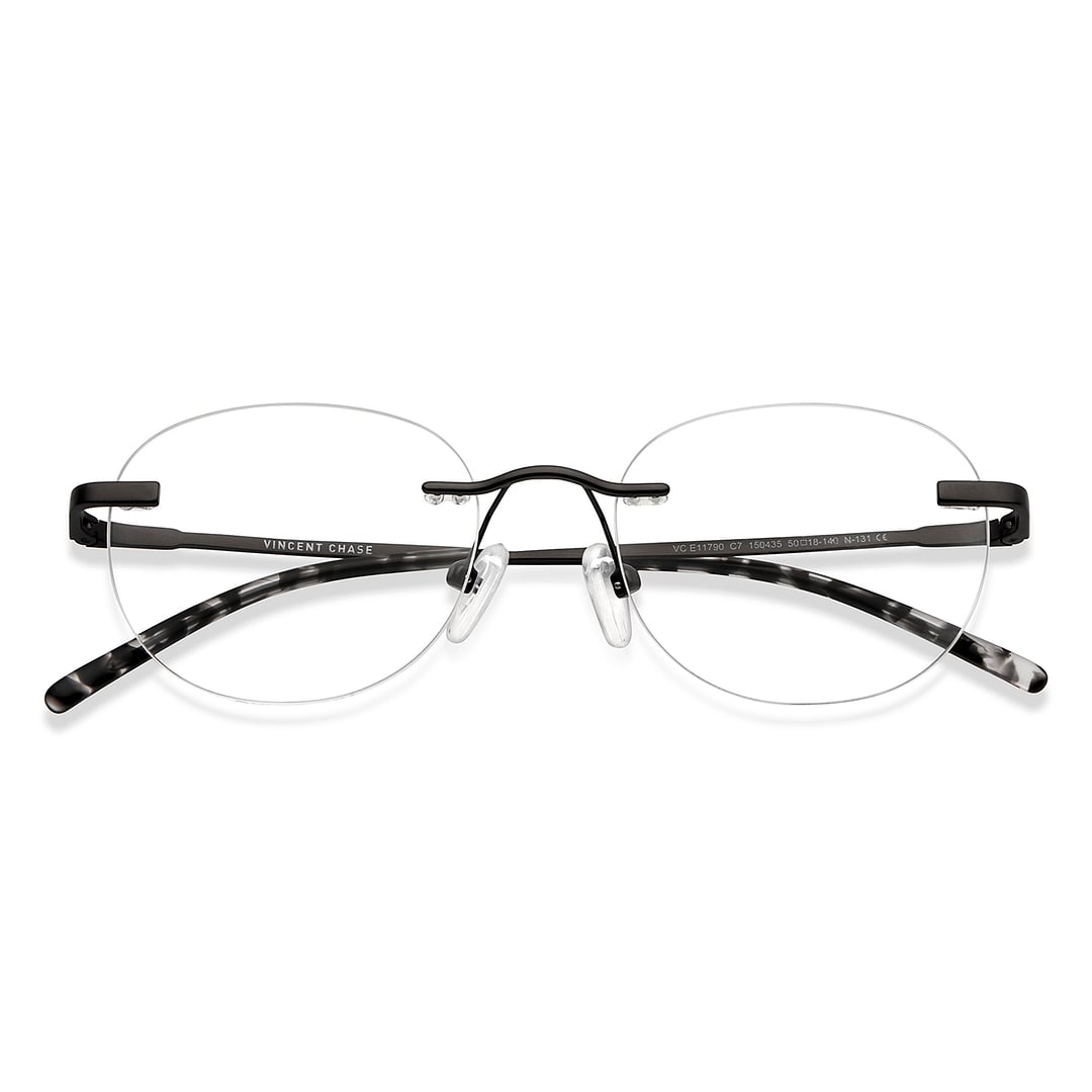 Vincent Chase Online Mid Gunmetal Rimless Round left side